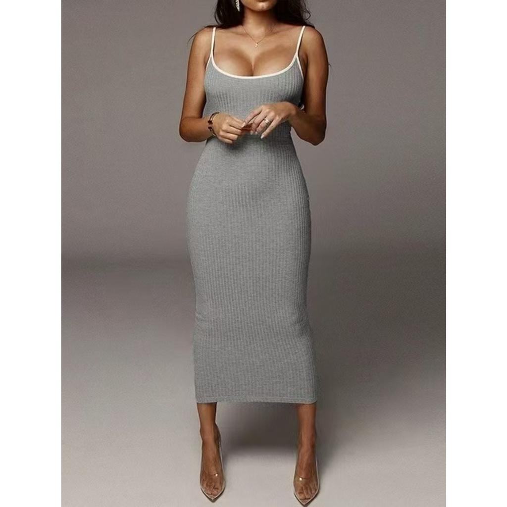 Letní dámské barevné tílkové šaty Sexy záda bez ramínek Bodycon úzké přiléhavé šaty pro ženy