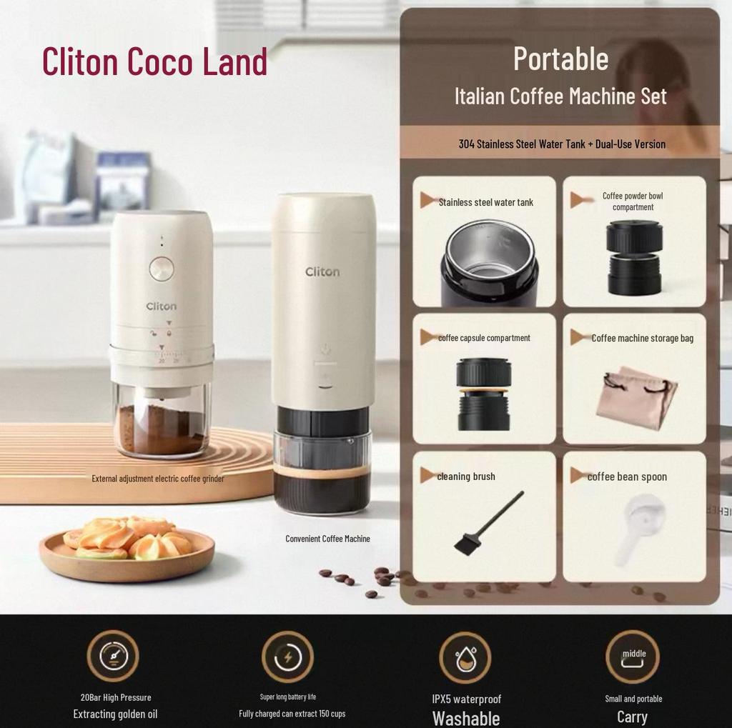 Cliton Portable Italian Espresso Capsule Machine - Semi-Automatic Moka Pot