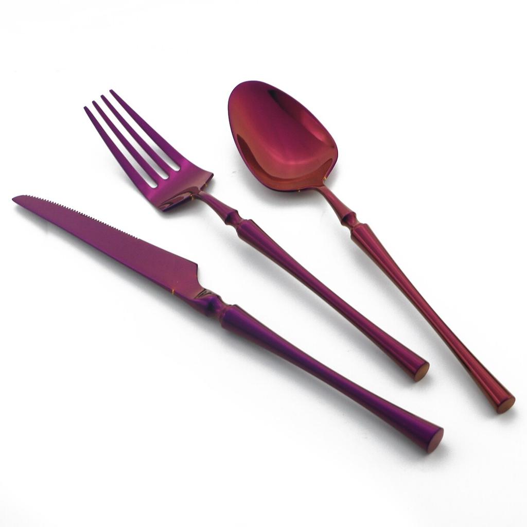 5pcs Colorful Knife Dessert Fork Coffee Spoon Dinnerware Set Mirror Tableware 304 Stainless Steel Cutlery Set Home Kitchen Silverware