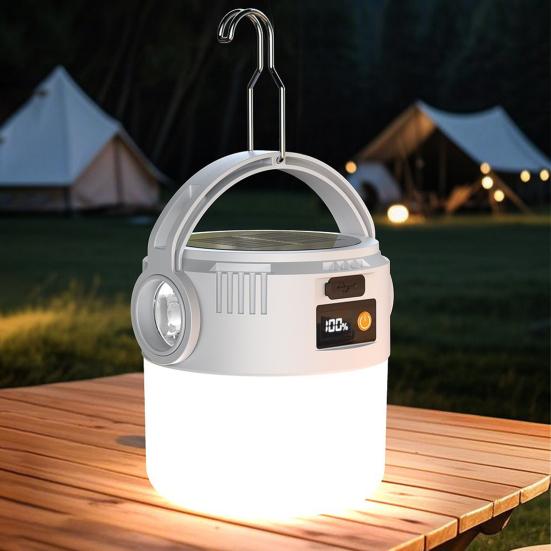 Outdoor Solar Hanging Lantern USB Rechargeable IP55 Waterproof Ultra Bright Camping Light with Hook Hiking Tent Hanging Emergency Lamp