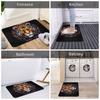 Psychedelic Tiger Head Doormat Black Background Printed Polyester Machine Washable Entrance Floor Mat