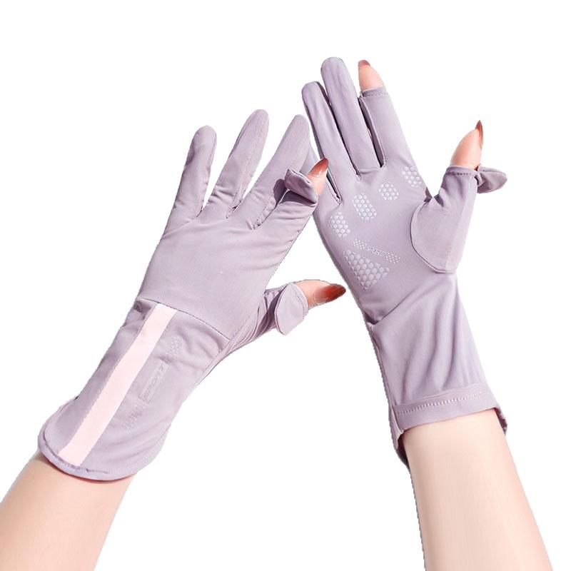 Women's UV Protection Fingerless Gloves: Thin Ice Silk, Breathable, Non-slip, Touchscreen Compatible for Driving & Cycling