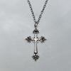 Summer Black Rhinestone Cross Jesus Pendant Choker Necklace for Women Punk Vintage Double Layers Chain Neck Boho Jewelry