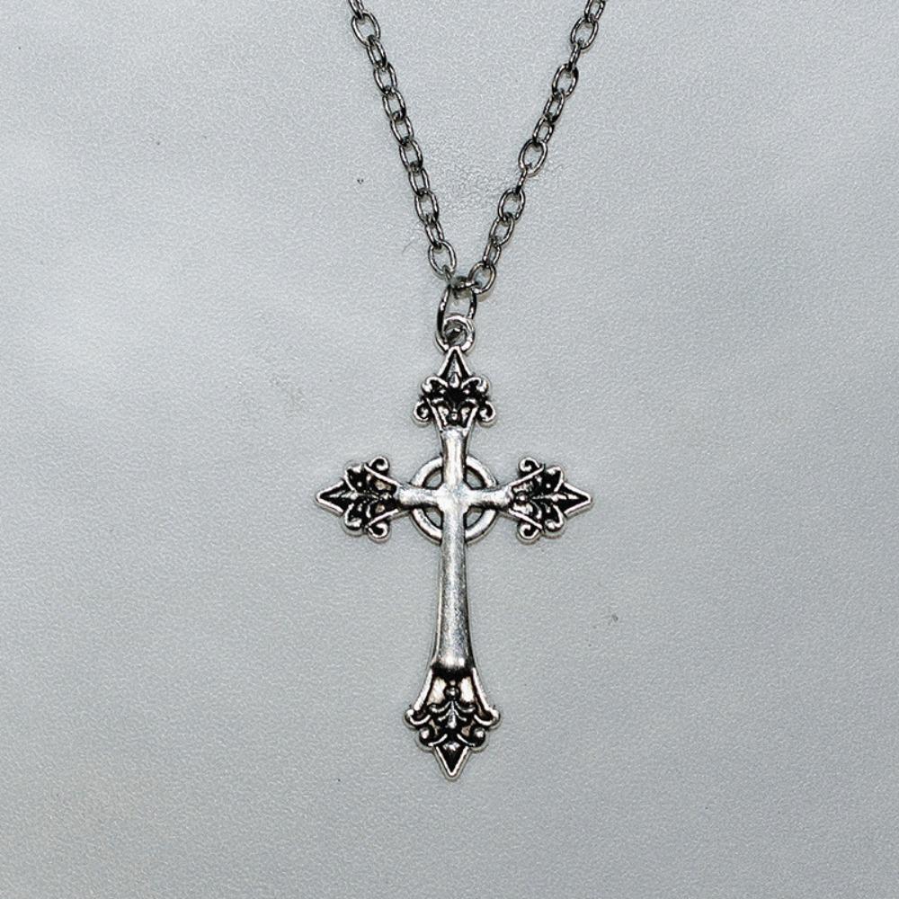 Summer Black Rhinestone Cross Jesus Pendant Choker Necklace for Women Punk Vintage Double Layers Chain Neck Boho Jewelry