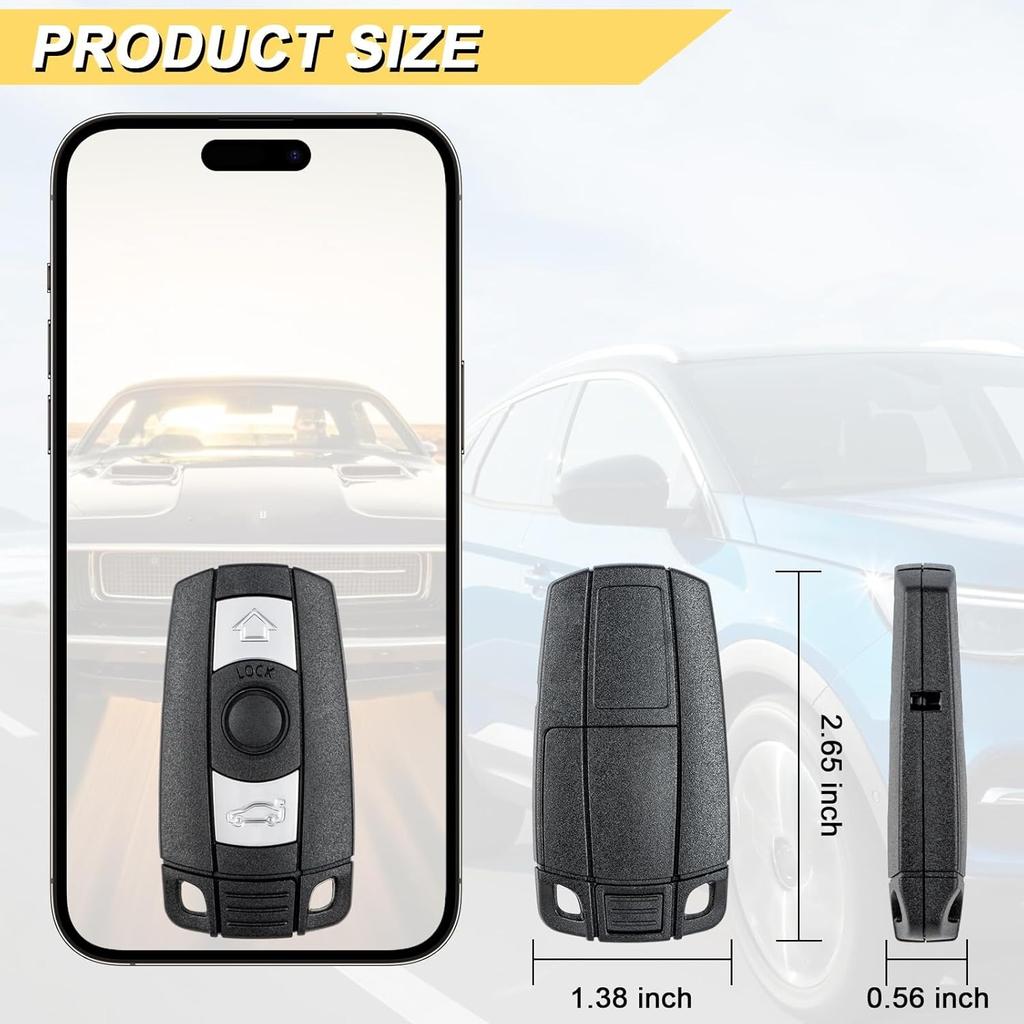 Key Fob for 2006-2011 BMW 3 5 Series, 325i, 328i, 330i, 335i, 525i, 528i, 530i, 535i, 550i& More Car Keyless Entry Remote Control Start, KR55WK49127