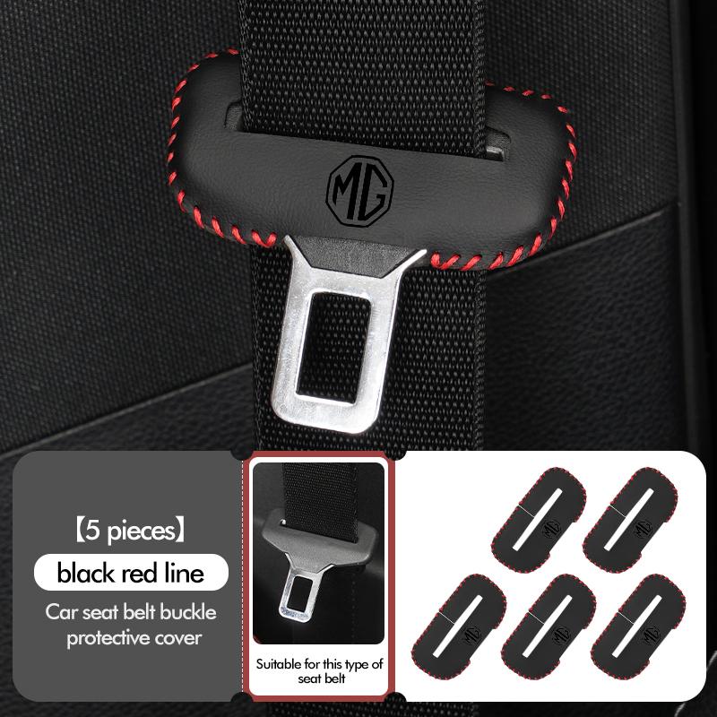 PU Leather Car Seat Belt Buckle Clip Cover Protector Anti-Scratch Case For MG Cyberster 3 5 6 7 ZS ES5 ONE HS 4 EV edw6