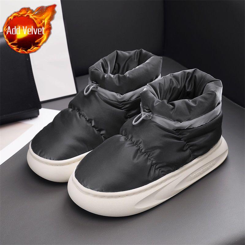Student Men's Warm Bread Style Snow Boots Fleece Lined Anti Slip High Top Insulated Cotton Padded Outdoor Shoes