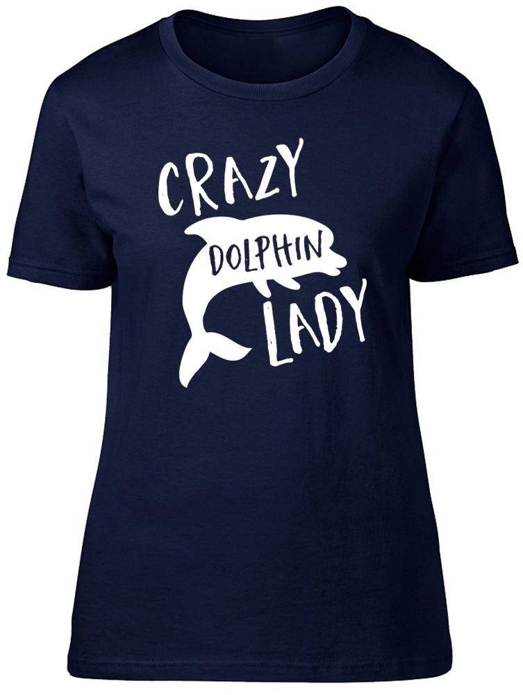 Crazy Dolphin Lady Unisexs Ladies Short Sleeve Fitted TShirt