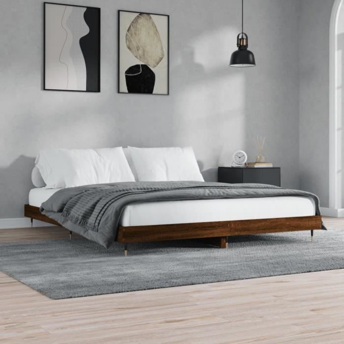 VidaXL Bed Frames Brown Oak 120x200 Cm Engineered Wood 832156