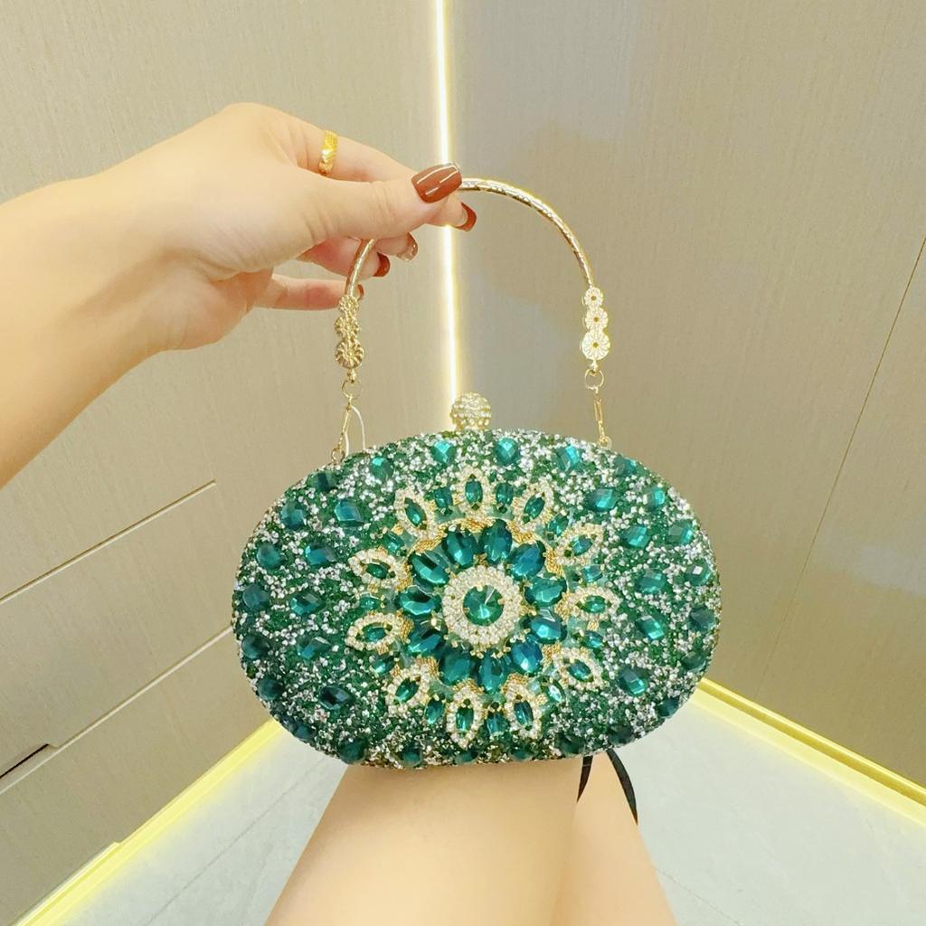 Textured Water Diamond Bag Banquet Clutch Bag Diamond-encrusted Hand-held Dinner Bag Cheongsam Bag