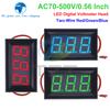 Voltage Tester Module AC 70-500V 0.56 Inch Digital Voltage Meter Voltage Panel Meter Red/Blue/Green 2 Wire