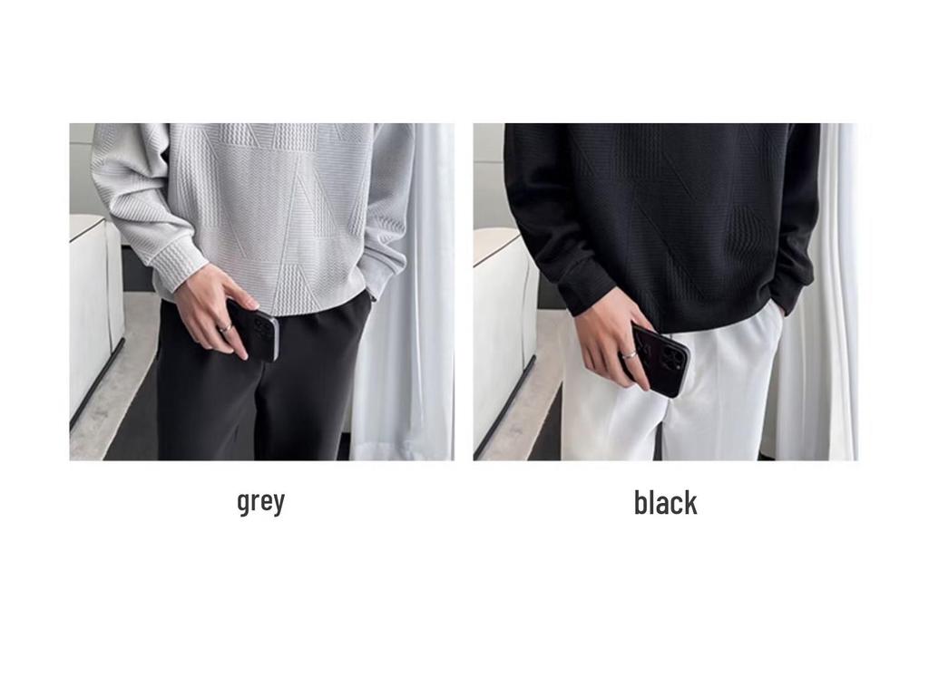 Men's Youthful Lapel Sweatshirt: Trendy Long Sleeve Polo, Stylish Autumn T-Shirt, Versatile Cool Student's Brand Top