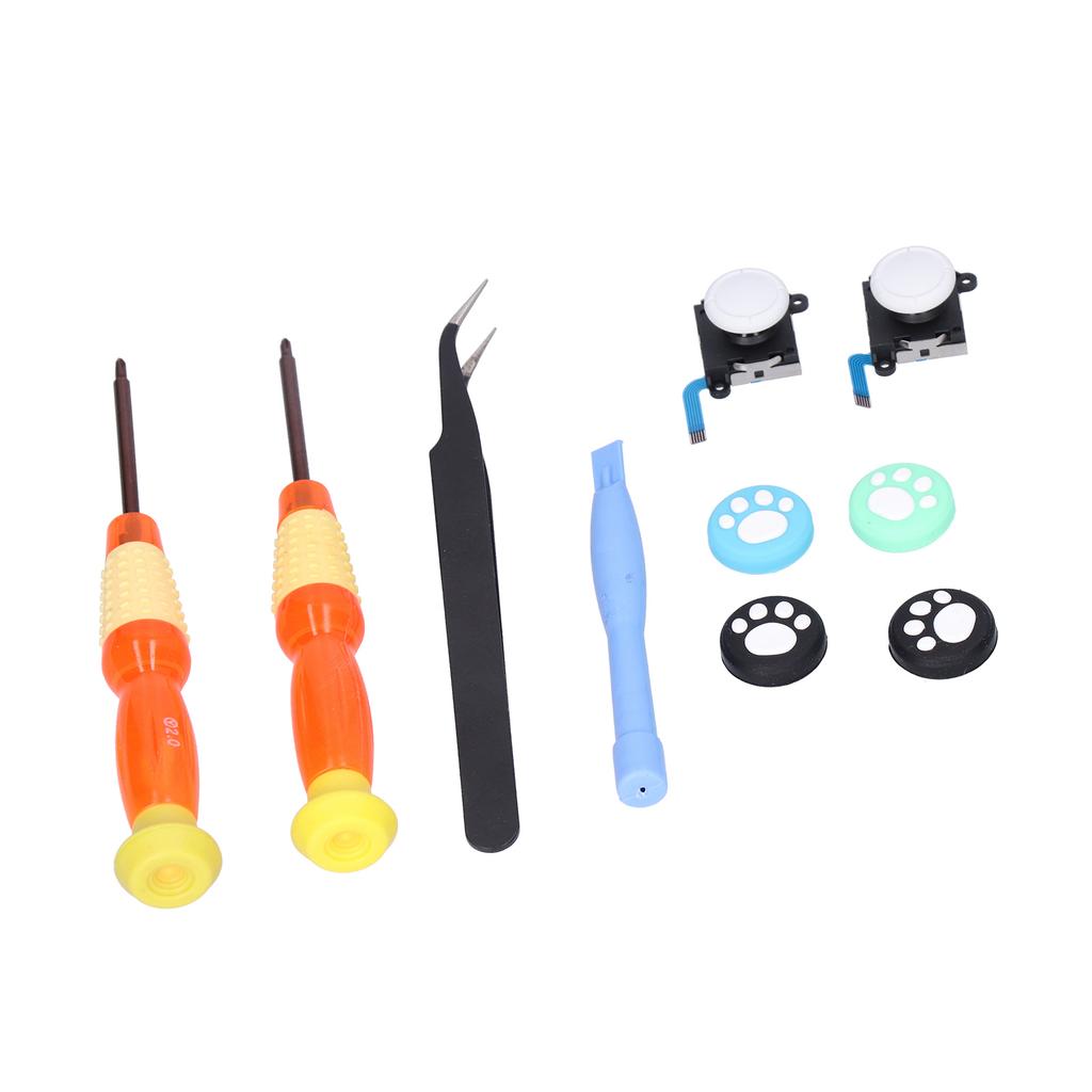 Joystick Replacement Tool Console Repair Kit with 3D Analog Joystick Screwdrivers Tweezers for NSwitch Controller(White