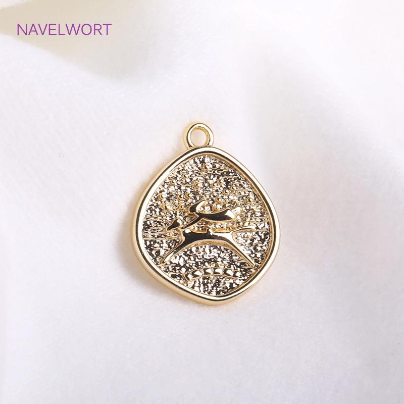 Trendy 14K Gold Plated Irregular Rose Charms High Quality Brass Metal Coin Pendants DIY Jewelry Materials Wholesale