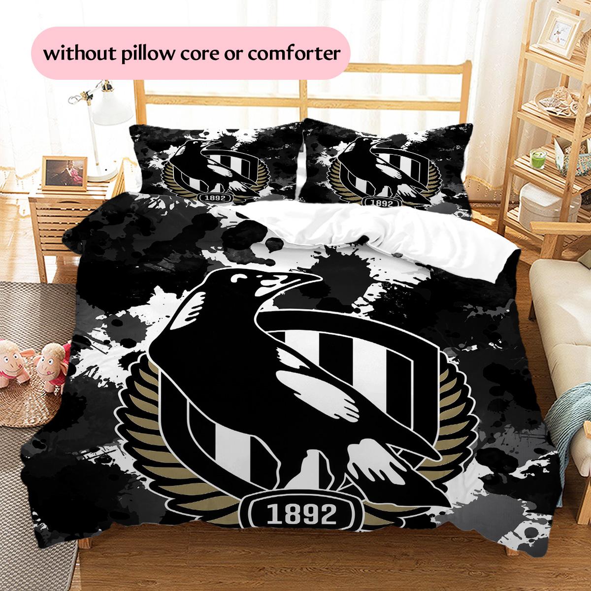 

Collingwood Magpies Pattern Bedding Quilt Set Home Decoration Gift (1 * duvet cover + 2 * pillowcase without core) 135x200cm