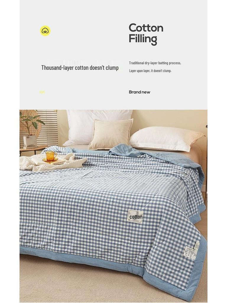 100% Cotton Summer Air Conditioning Quilt - Lightweight Quilt for Students and Children