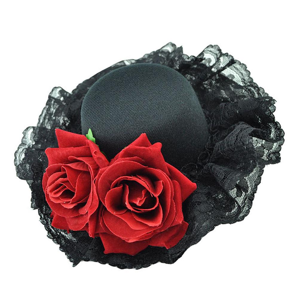 Lightweight Polyester Top Hat Headdress Gothic Floral Hair Accessory Daily Use Costume Party Wedding Event