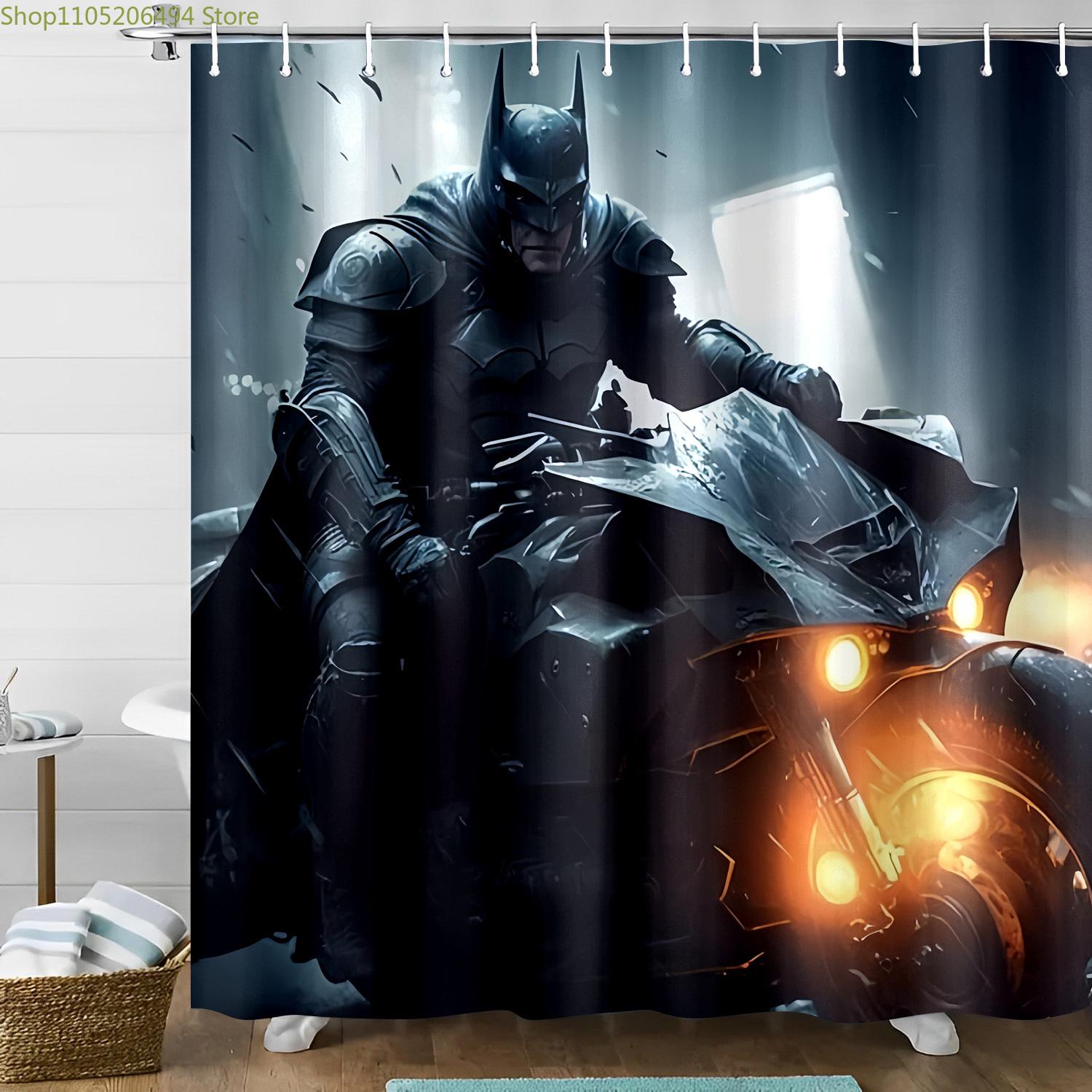 

Batman Motorcycle Shower Curtain by Warner Bros, a Distinctive Bathroom Decoration for Superheroes, Perfect As a Valentine S D 90x180cm