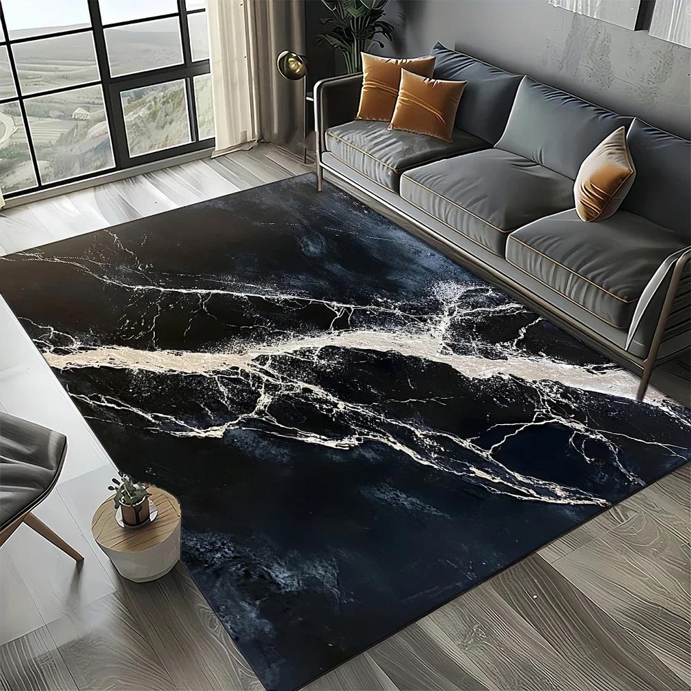 2025 New Style Black White Gold Marble Fashion 3D Carpet Rug for Living Room Bedroom Home Sofa Decoration,Kid Non-slip Floor Mat