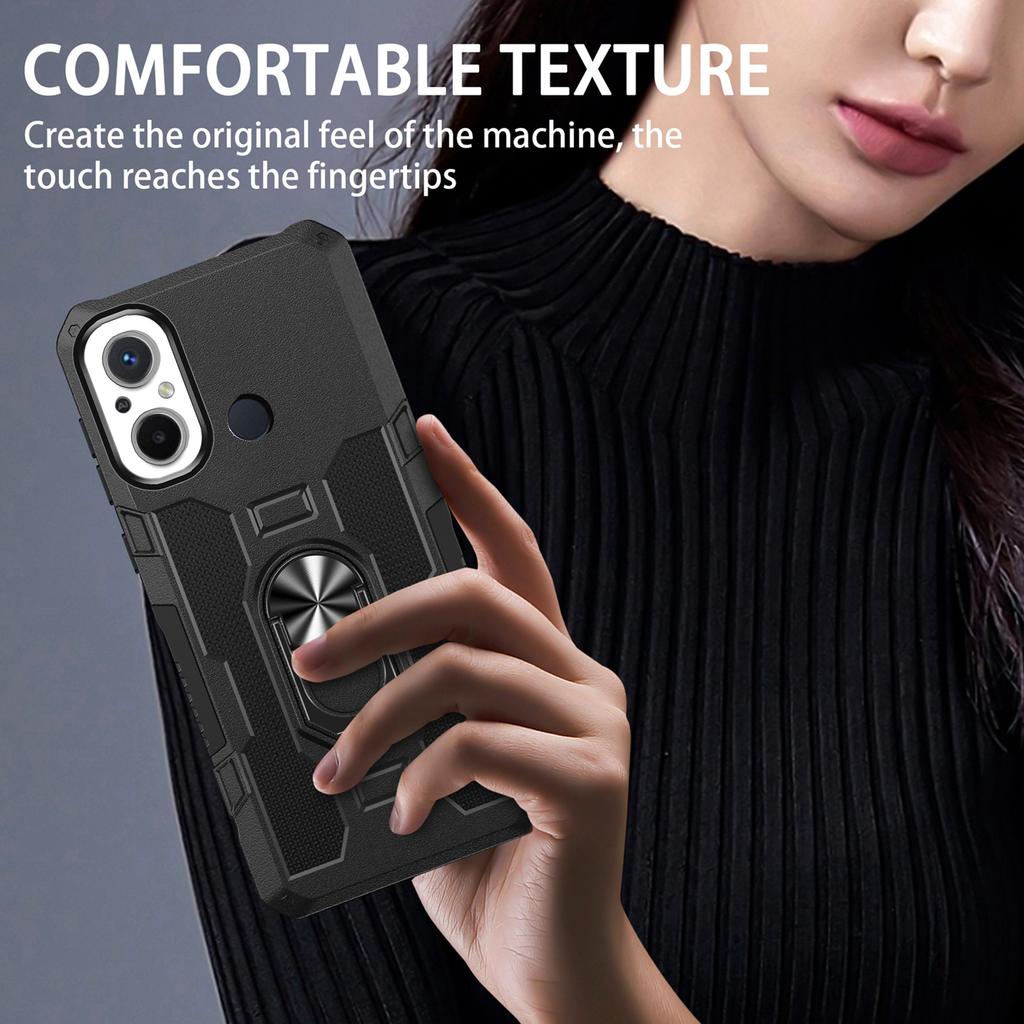 For Xiaomi Redmi 12C 4G PC+TPU Anti-Scratch Phone Case Ring Kickstand Rugged Cover
