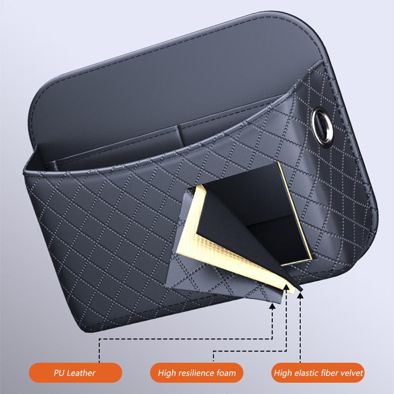 SEAMETAL Boîte de Rangement de Voiture Multifonctionnelle en Cuir PU Sac de Rangement Latéral pour Siège de Voiture Grande Capacité Organisateur de Poche Universel pour Téléphones Cartes Clés