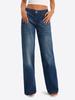 Jeans da Donna a Vita Alta Gamba Larga Lavaggio Sbiadito Vintage Lunghezza Intera Larghi in Denim