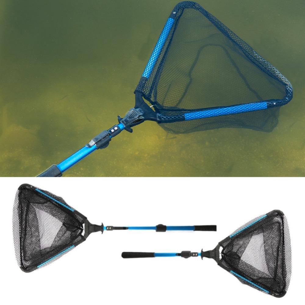Fishing Net Folding Landing Net Collapsible Fishing Nets with Telescopic Pole Handle Durable Rubber Coating Knot less Mesh