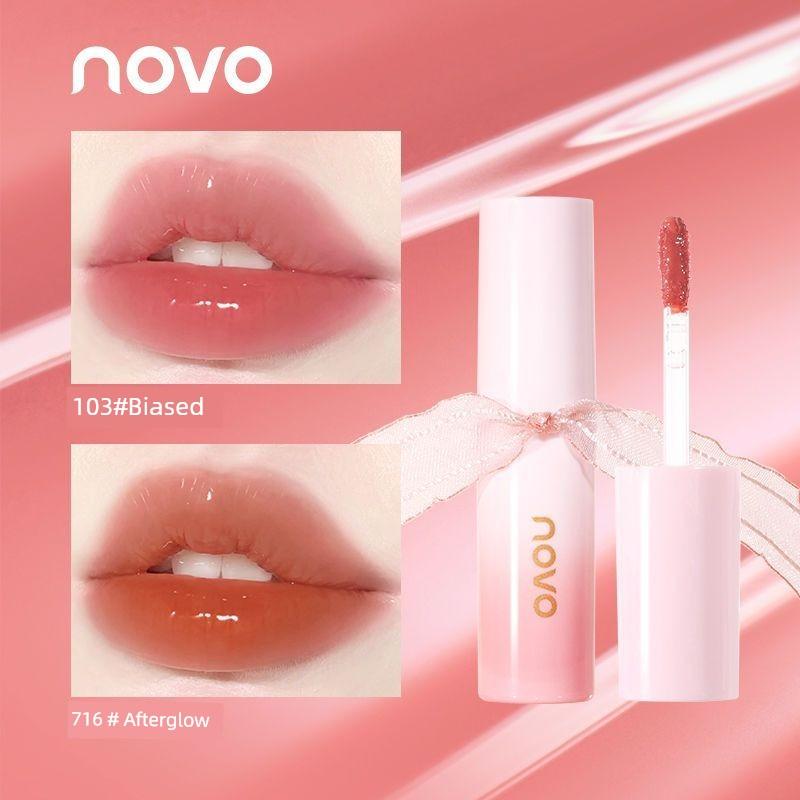 Novo Lip Lacquer Mirror Water Light Pure Desire Glass Lips Do Not Fade No Stain On Cup Lip Gloss Nude Color Series Lipstick Student Cheap