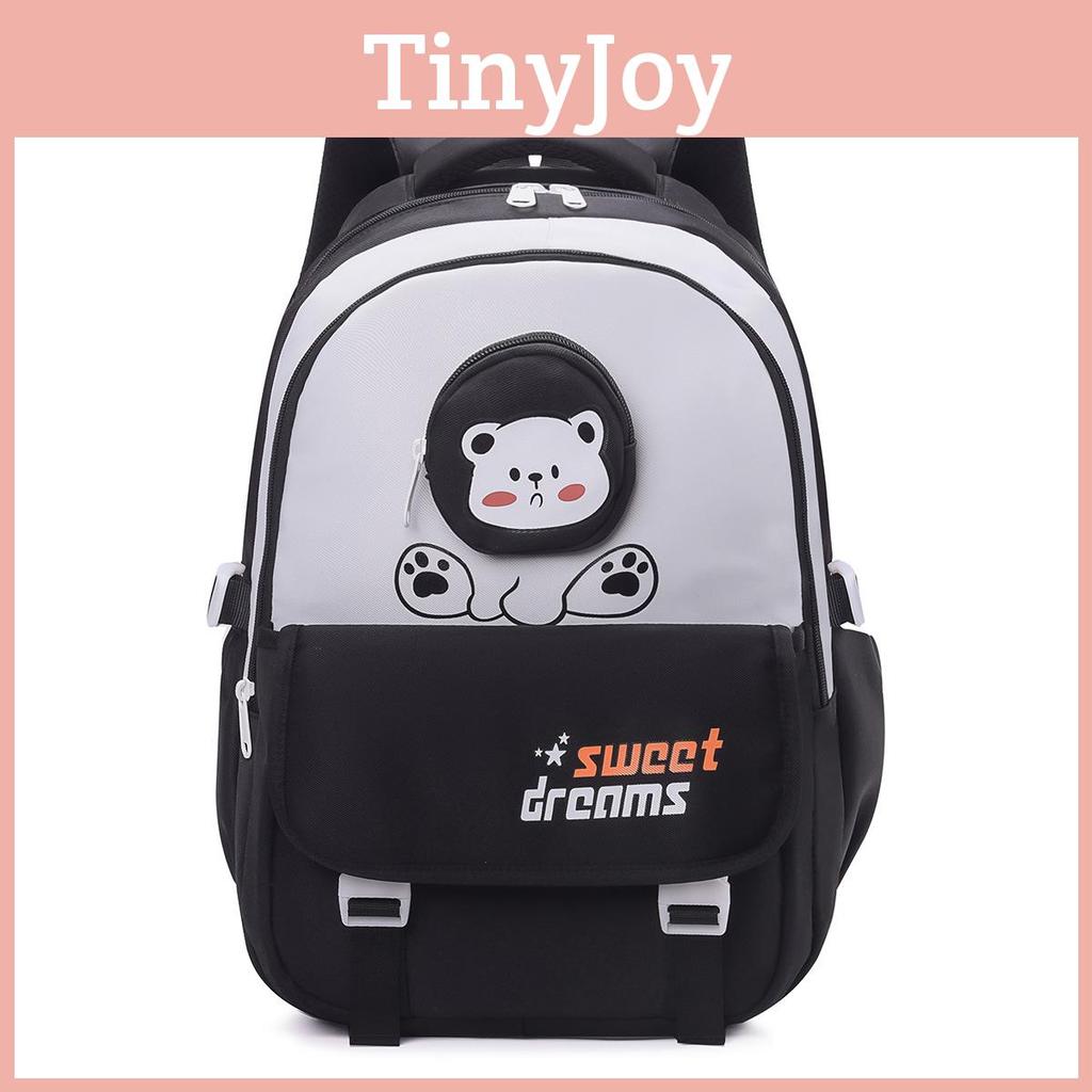 Color Casual Contrasting Backpack With Bear And Letter Print Design For Daily