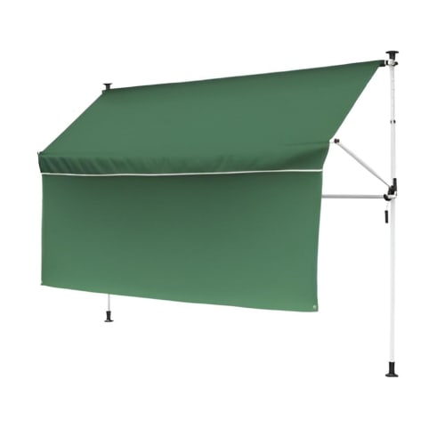 Living Out Awning IV with Front Curtain and Clothes Drying Pole, 2m (GY), Width 203cm x Depth 22-145cm x Height 200-300cm, Awning, Blackout, Clothes D