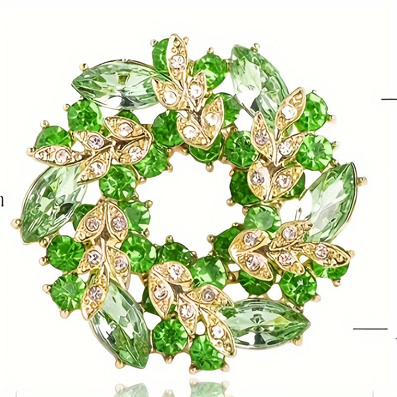 Элегантная брошь в стиле ар-деко, изысканная корейская версия, жемчужный цветок, сплав, корсажная булавка, антибликовая женская брошь, цветок, красочный венок, блестящая брошь, ювелирные изделия зелёный