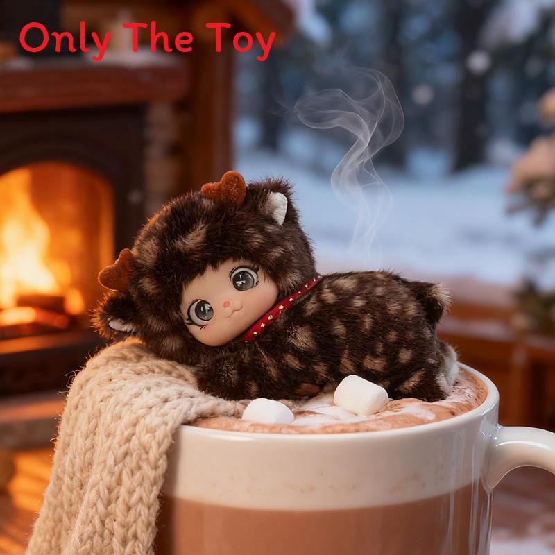 Plush Family Cat Face Toy With Short Faux Fur For Office Desk Decor