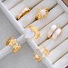 IF ME 6-Piece Fashionable Heart-Shaped Sun-Moon Sunflower Geometric Irregular Glitter Drip Ring Set Women's Holiday Party Jewelry