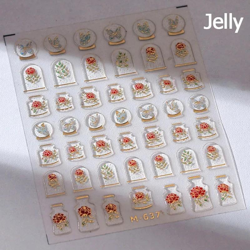 1 PCS 5D Glitter Light Pink Begonia Flower Nail Art Sticker Exquisite Design High Quality Decorative Decal Nail Sticker