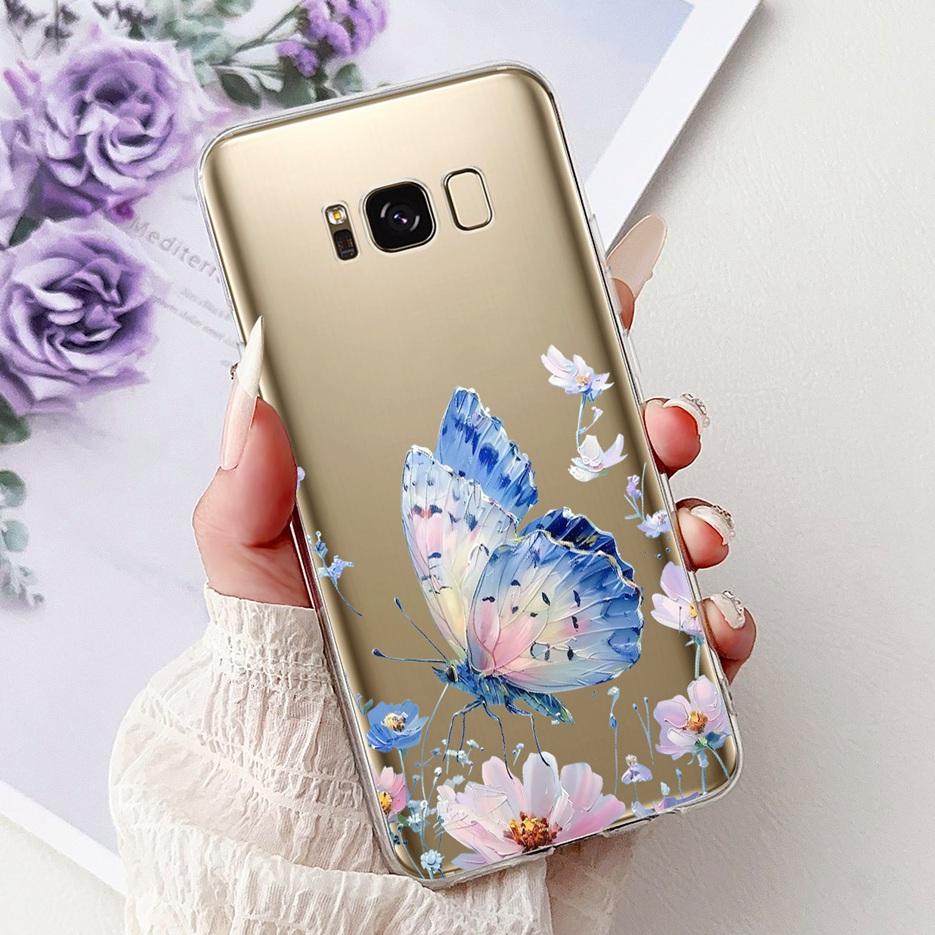 For Samsung Galaxy S8 Plus Case SM-G955F Luxury Flowers Painted Cover Soft Slim Phone Case For Samsung S8 S8+ GalaxyS8 Plus Bags