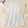 ZANZEA Women Casual Solid Color Loose Pleated Skirts