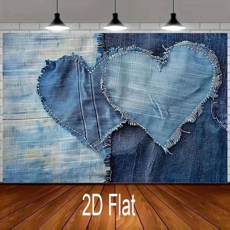 2D Jeans-Patchwork-Herz-Hintergrund für rustikale Motto-Partydekoration