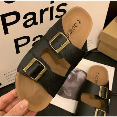Flat Slippers Women Men Slippers Luxury Indoor Bottom Non Slip Cork Slippers Women's Beach Outdoor Home Flip Flops Sandals