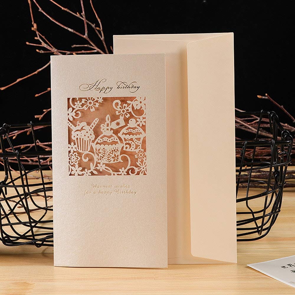 Moin Moin Message Birthday Shadow Eiffel Card Envelope Set of 8 Cards, Greetings, Paper-Cut Silhouettes, Pink, Blue, Yellow, Colorful, Flowers, Large,