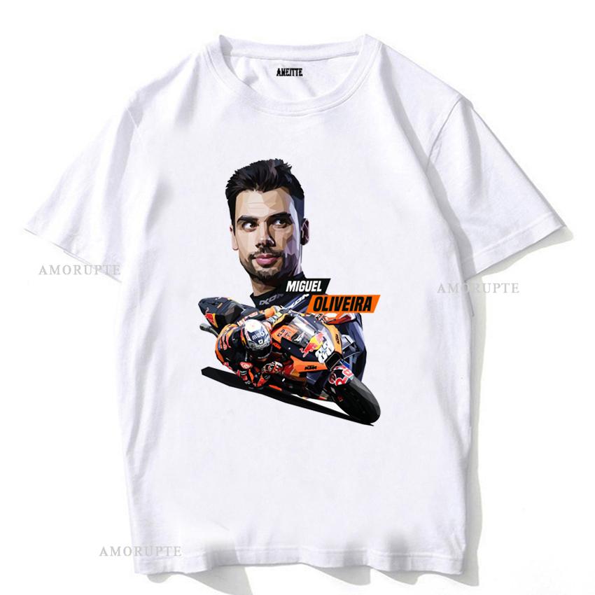 Miguel Oliveira 88 2023 GP Zawodnik Koszulka Nowa Letnia Męska Krótki Rękaw Zabawna Chłopięca Codzienne Koszulki Motocykl Sport Jazda Białe Góry