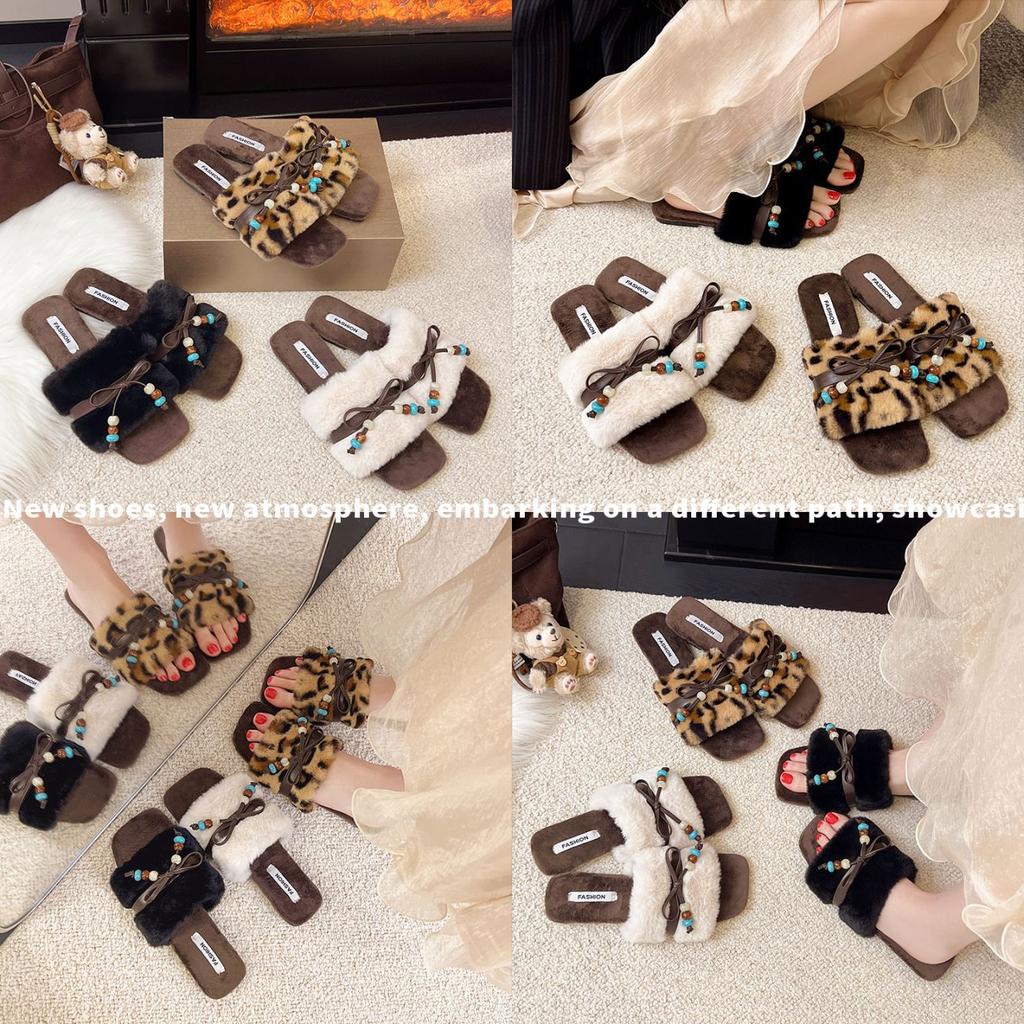 2025 vinter nya delikata fluffiga utsökta bomullstofflor damer ins bär tjocksuliga plysch varma fluffiga skor