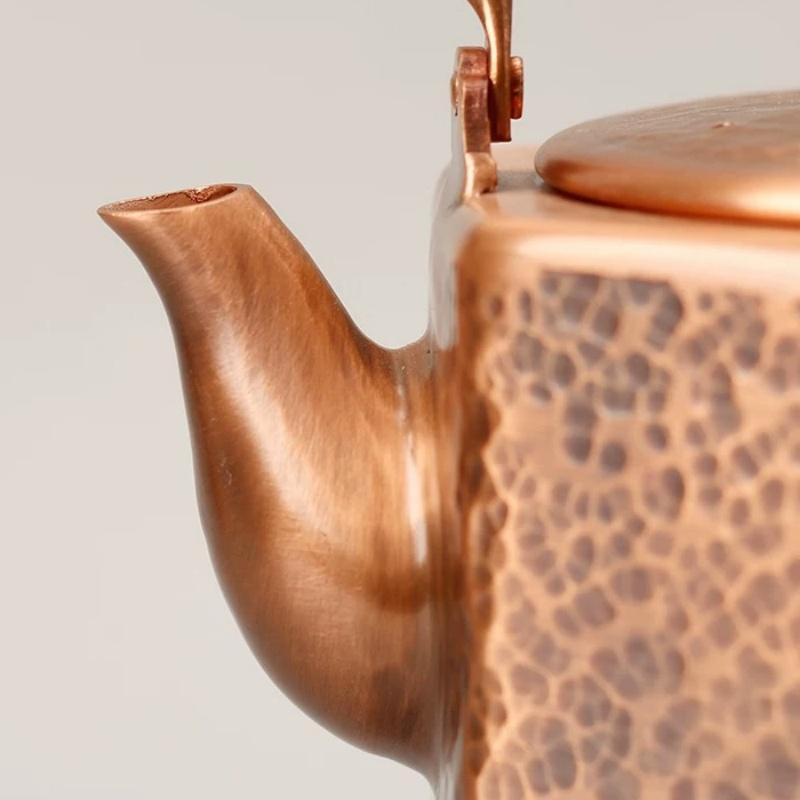 Kaffekanne i ren kobber, Retro Kreativ Sekskant Tesett 1000 ml Melk Te Filter Vev Varme Bære For Hånd Kjele, Håndlaget Tekanne