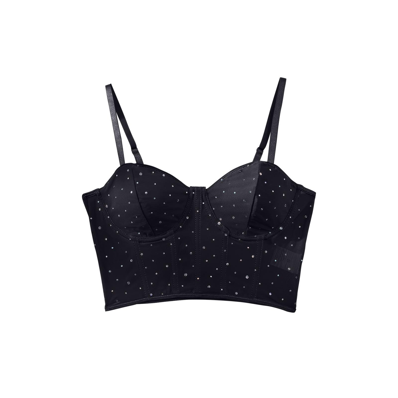 

Блестки Fishbone стальное кольцо собрано прозрачный сексуальный жилет для горячей девушки, обнажающий пупок M