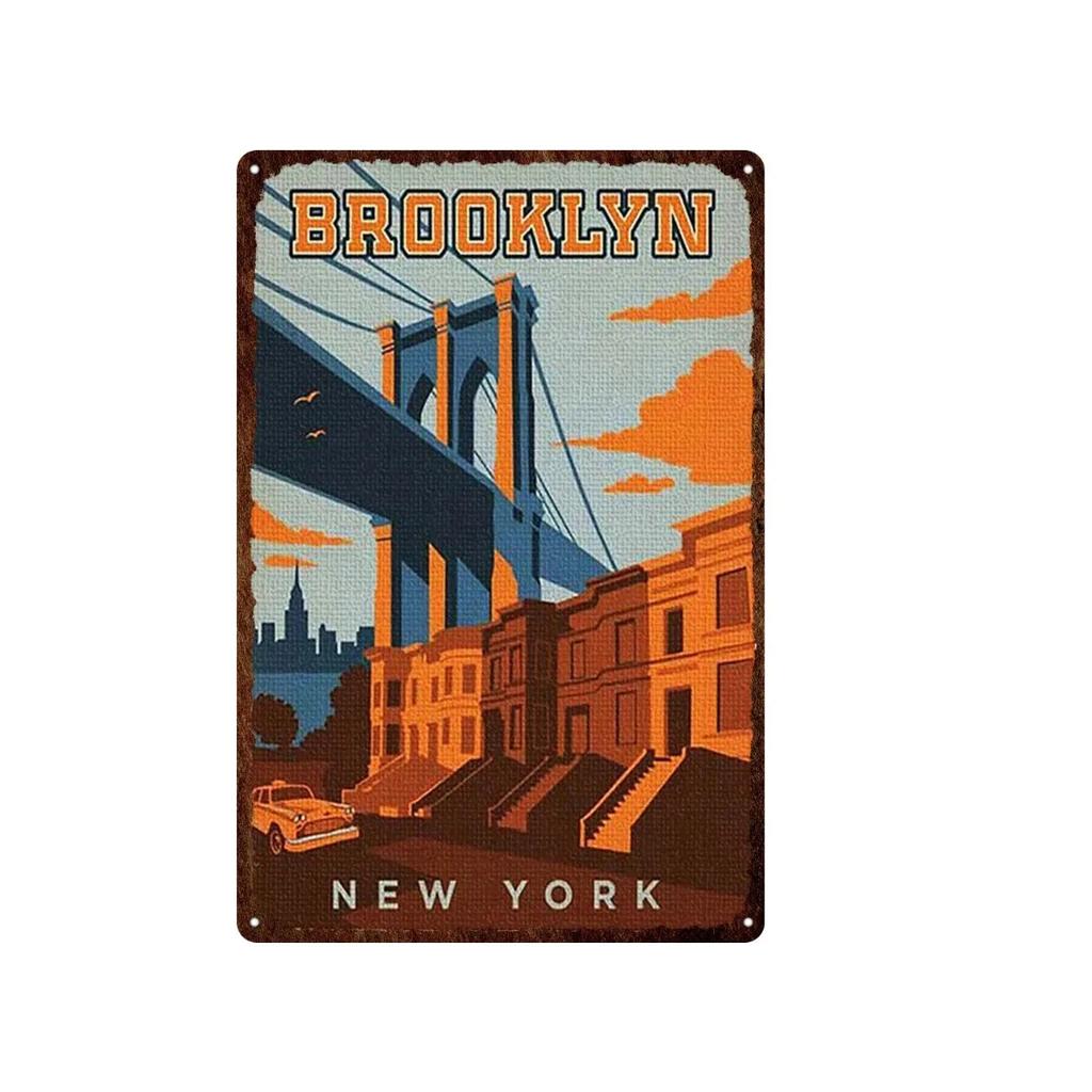 Aloha Philippines Brooklyn Vatican Bangkok Metal Plate Painting Iron Tin Sign Wall Art Picture For Garden Living Room Home Decor