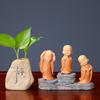 Monk Set of with Miniature Cute and Tabletop Feng Auspicious Amulets Queen-b Figurines, 3, Pedestals, Monks, Soothing, Decor, Decorative, Zen, Shui,