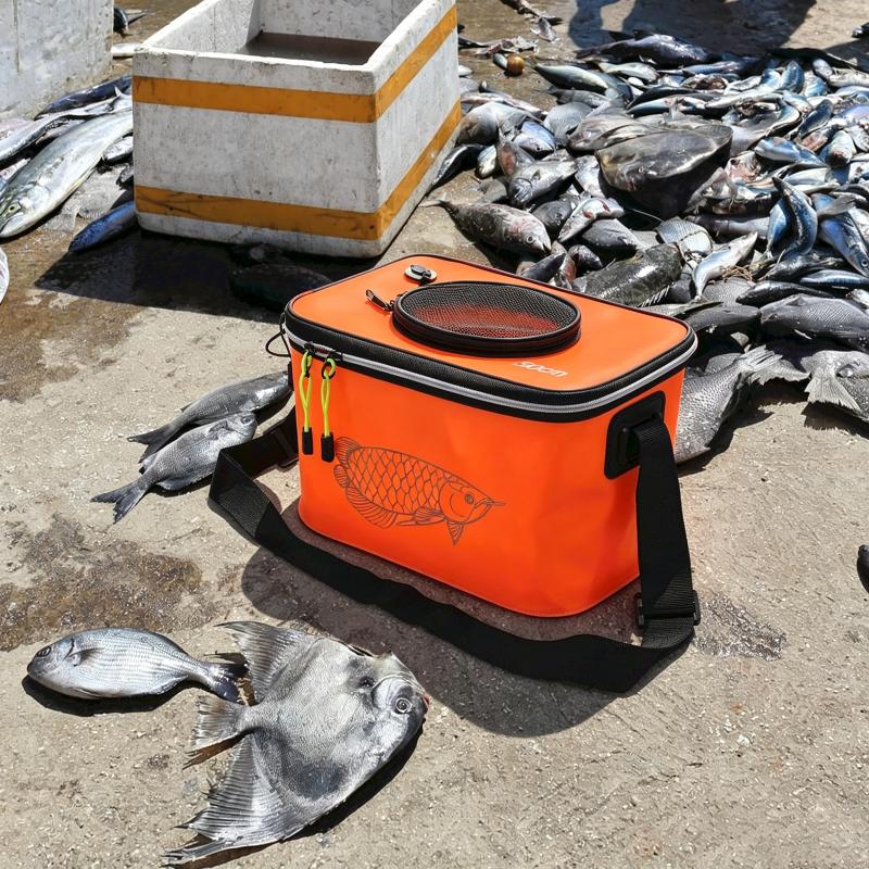 Folding Live Fish Bucket EVA Thickened Portable Lightweight Collapsible Fish Pail for Fishing Camping Picnic Outdoor Activities