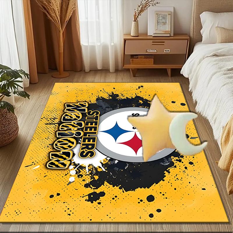 Pittsburgh Steelers Logo Art Rug Game Carpet, Floor Mat for Bedroom Living Room Entryway Rug, Home Decor Idea Gift for Christmas birthday