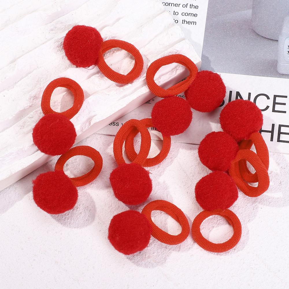 10pcs Kids Elastic Hair Bands Plush Ball Rubber Band For Children Girls Sweets Scrunchie Hair Ties Clip Baby Hair Accessories