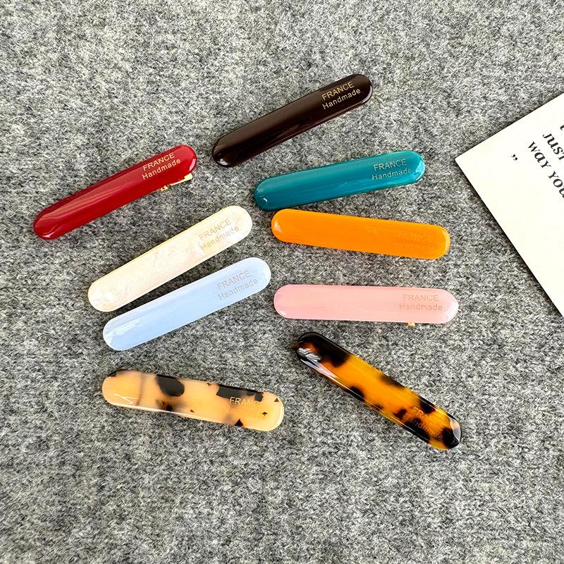 Retro Leopard Print Haarnadeln Pony-Klammer Einfarbig Acetat Haarspangen für Damen Mädchen Temperament Haarspangen Modeaccessoires