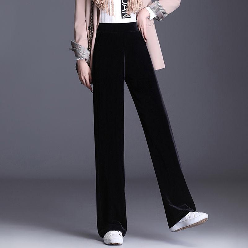 Golden Velvet High-Waisted Straight-Leg Pants - Women's Autumn/Winter 2025 Collection